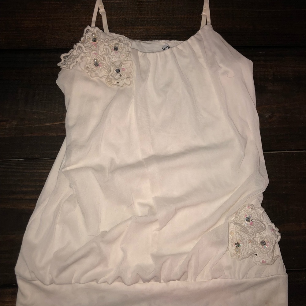 White chiffon spaghetti strap